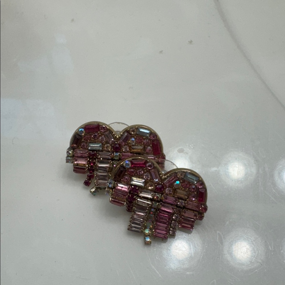 Sugarfix- Pink and Gold Beaded heart Earrings